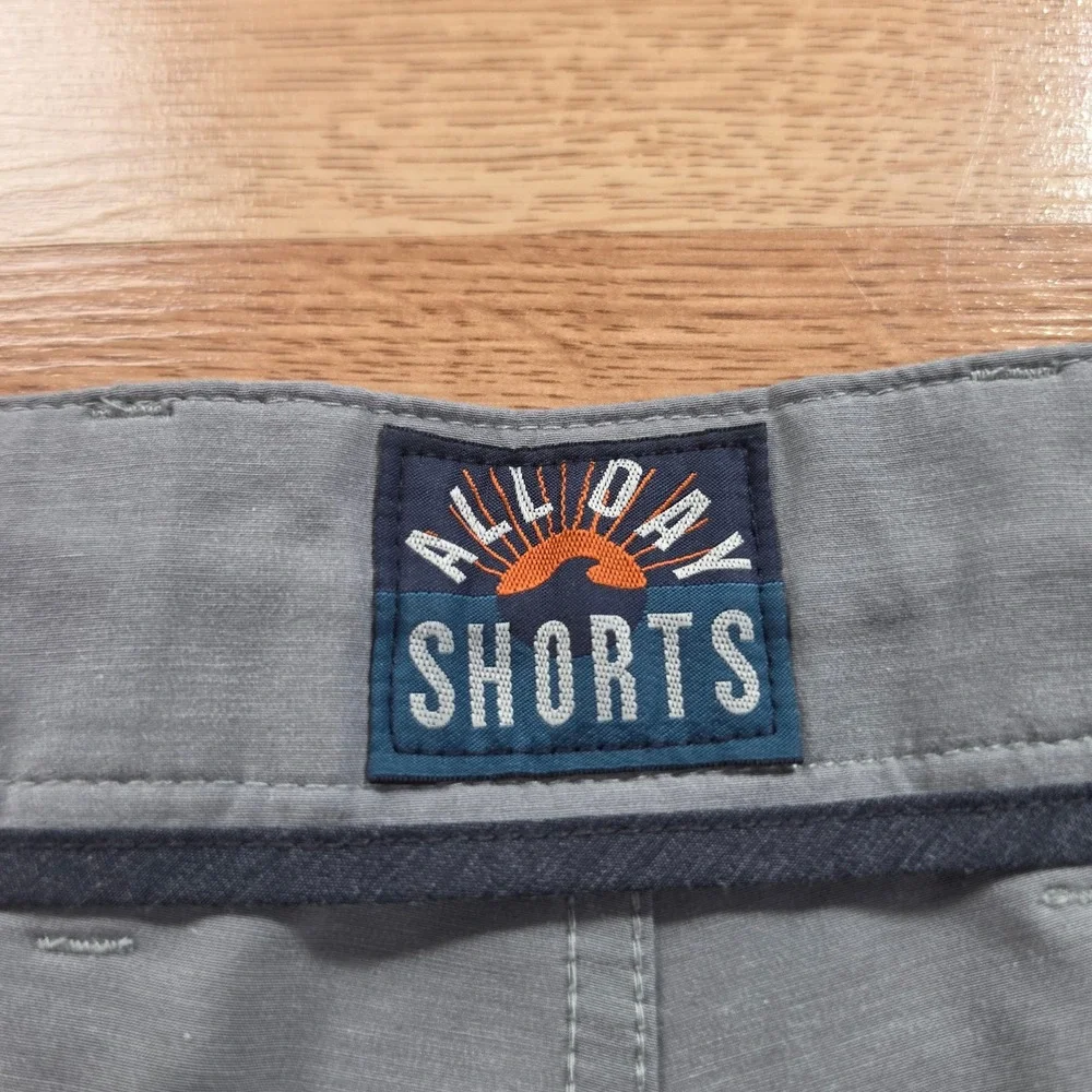 Faherty All Day Shorts Mens 36 Grey Hybrid Stretch Casual Quick Dry Flat Front
